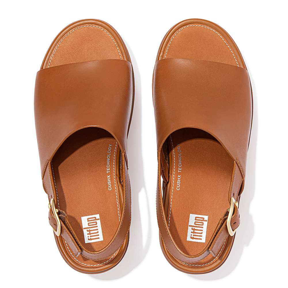 Sandalias con plataforma Fitflop PILAR Leather Mujer Marrones Claro | Chile-18320