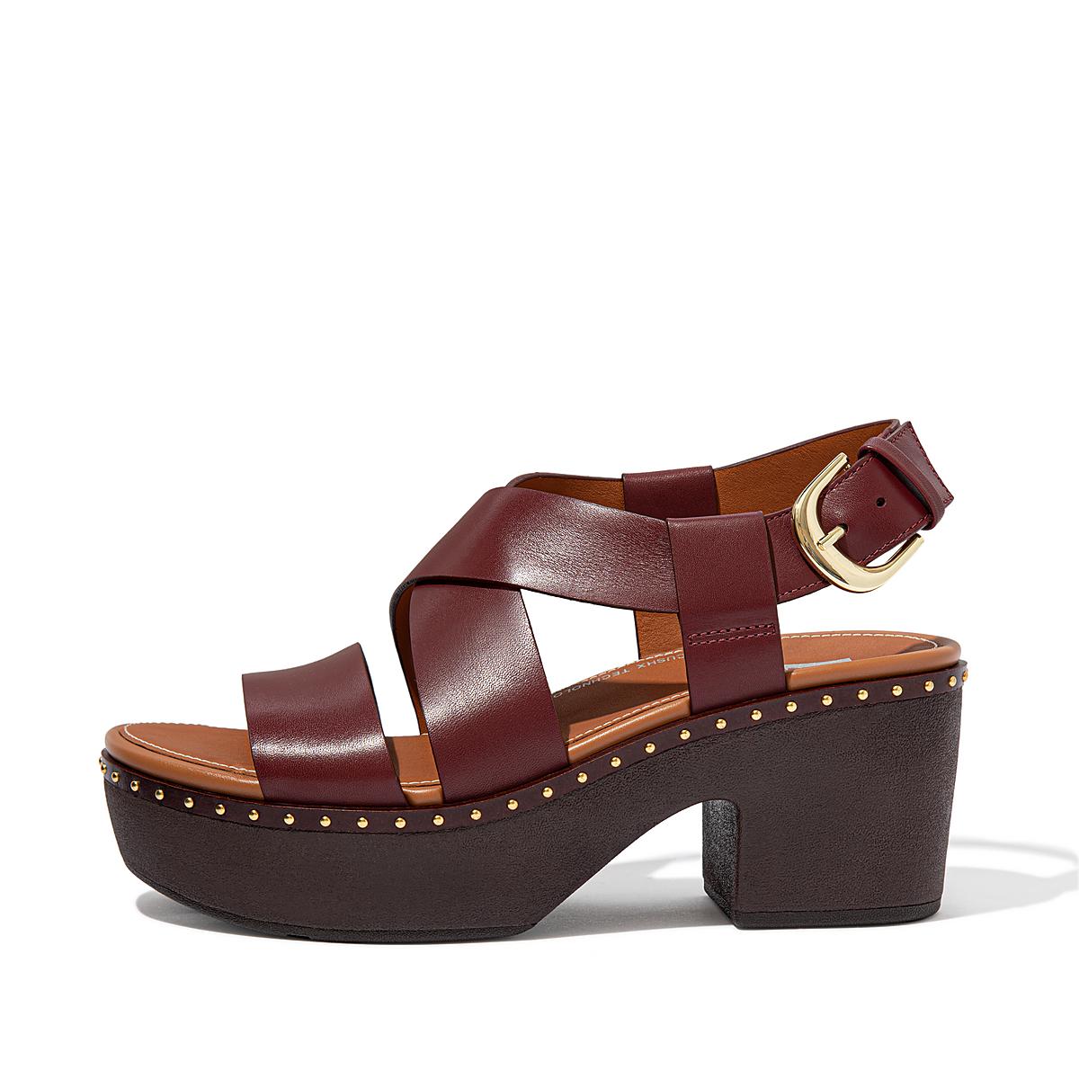 Sandalias con plataforma Fitflop PILAR Leather Back-Strap Mujer Burgundyred | Chile-26791