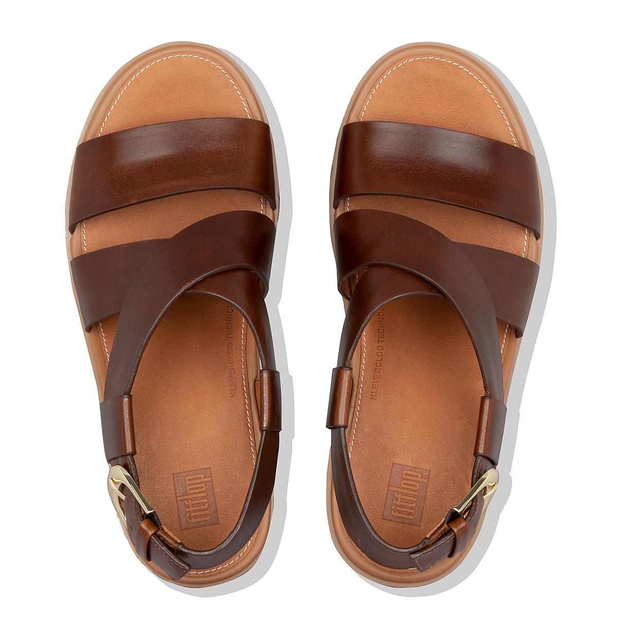 Sandalias con plataforma Fitflop PILAR Leather Back-Strap Mujer Chocolate Marrones | Chile-35724