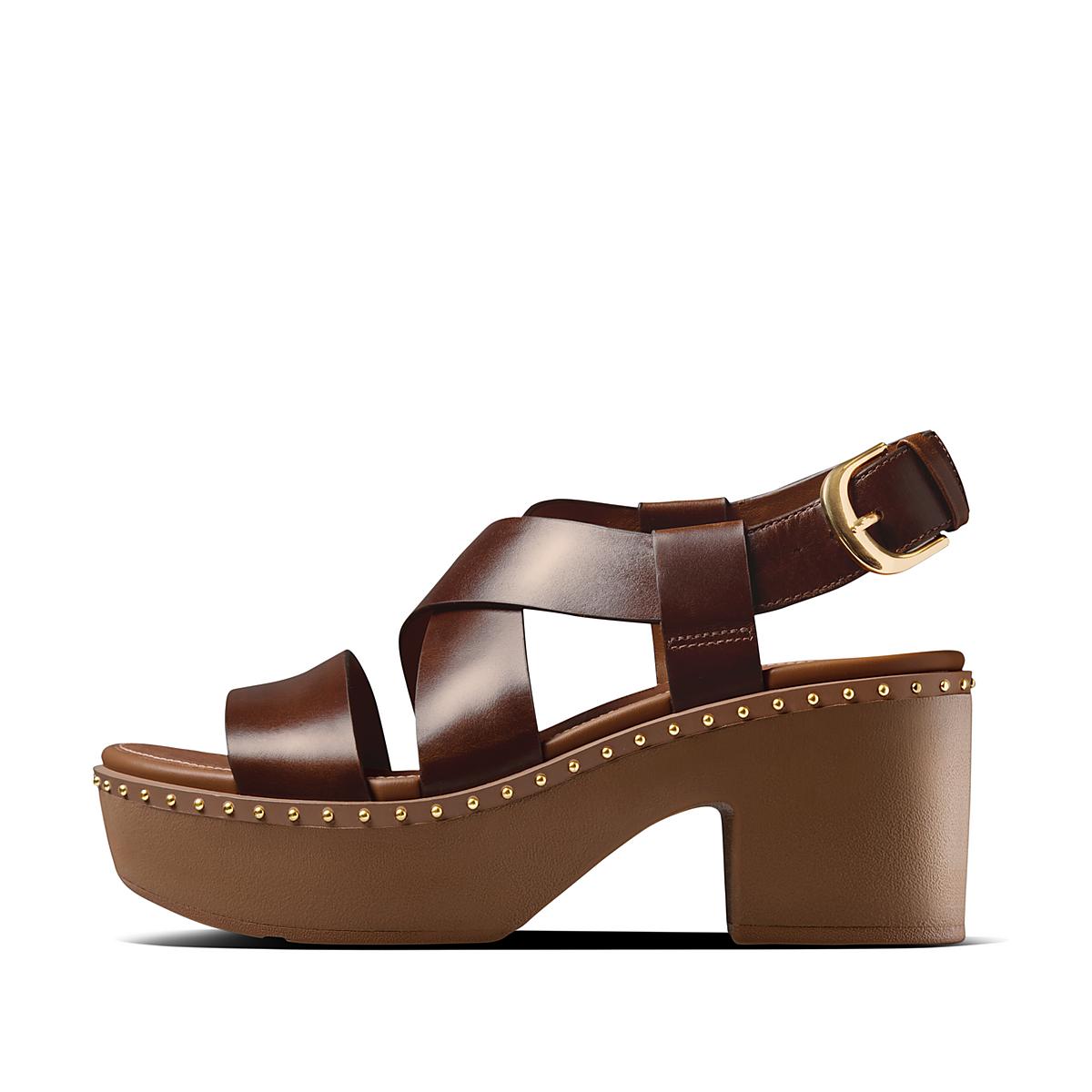 Sandalias con plataforma Fitflop PILAR Leather Back-Strap Mujer Chocolate Marrones | Chile-35724