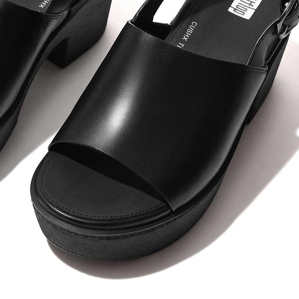 Sandalias con plataforma Fitflop PILAR Leather Mujer Negras | Chile-54380