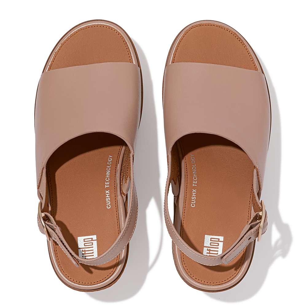 Sandalias con plataforma Fitflop PILAR Leather Mujer Beige | Chile-81792