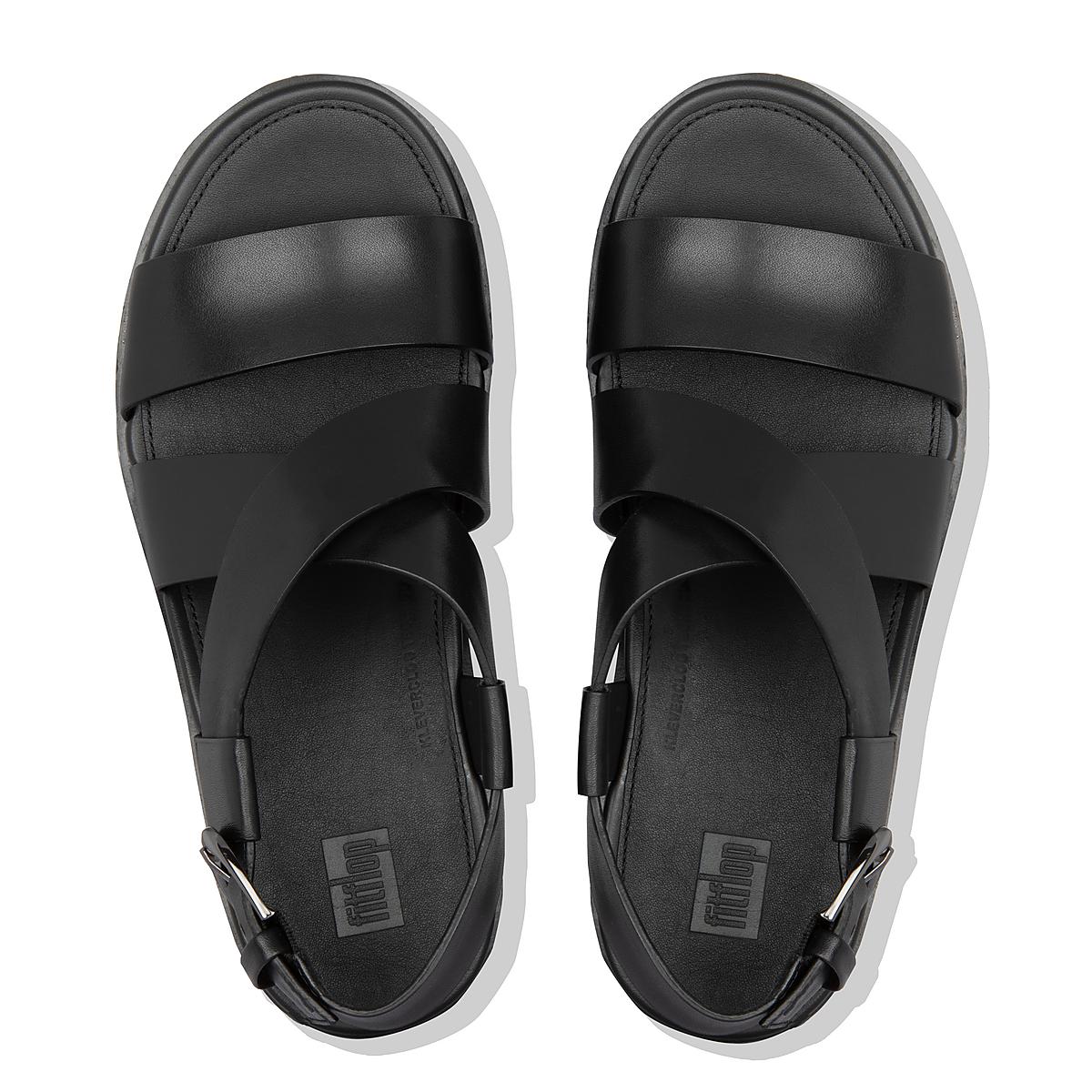 Sandalias con plataforma Fitflop PILAR Leather Back-Strap Mujer Negras | Chile-94672