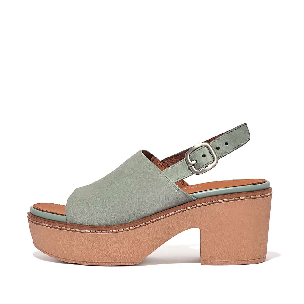 Sandalias con plataforma Fitflop PILAR Suede-Back-Strap Mujer Azules | Chile-95423