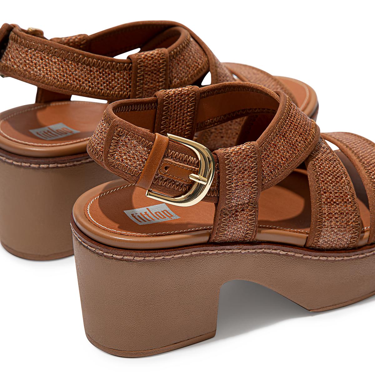 Sandalias con plataforma Fitflop PILAR Woven Back-Strap Mujer Marrones Claro | Chile-69748