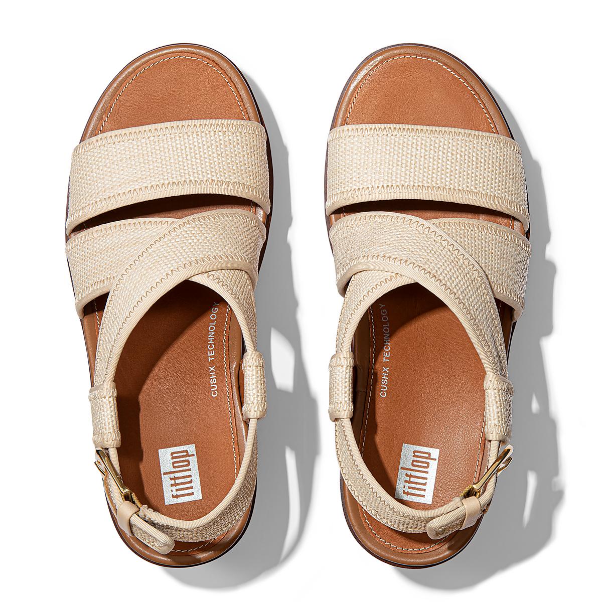 Sandalias con plataforma Fitflop PILAR Woven Back-Strap Mujer Beige Marrones | Chile-85436