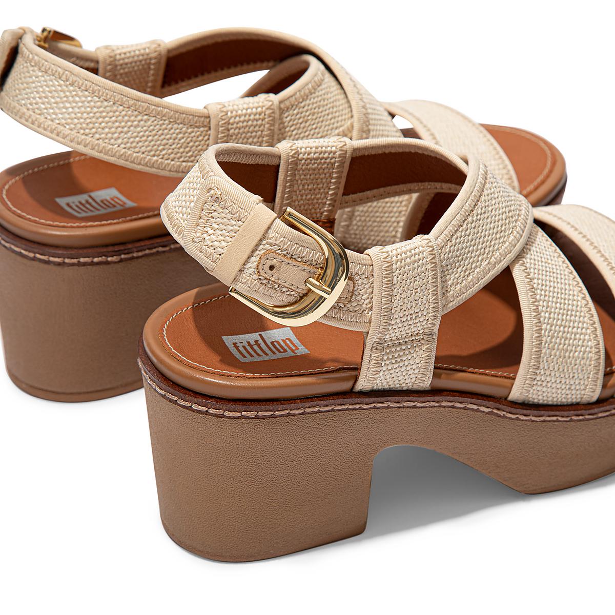 Sandalias con plataforma Fitflop PILAR Woven Back-Strap Mujer Beige Marrones | Chile-85436