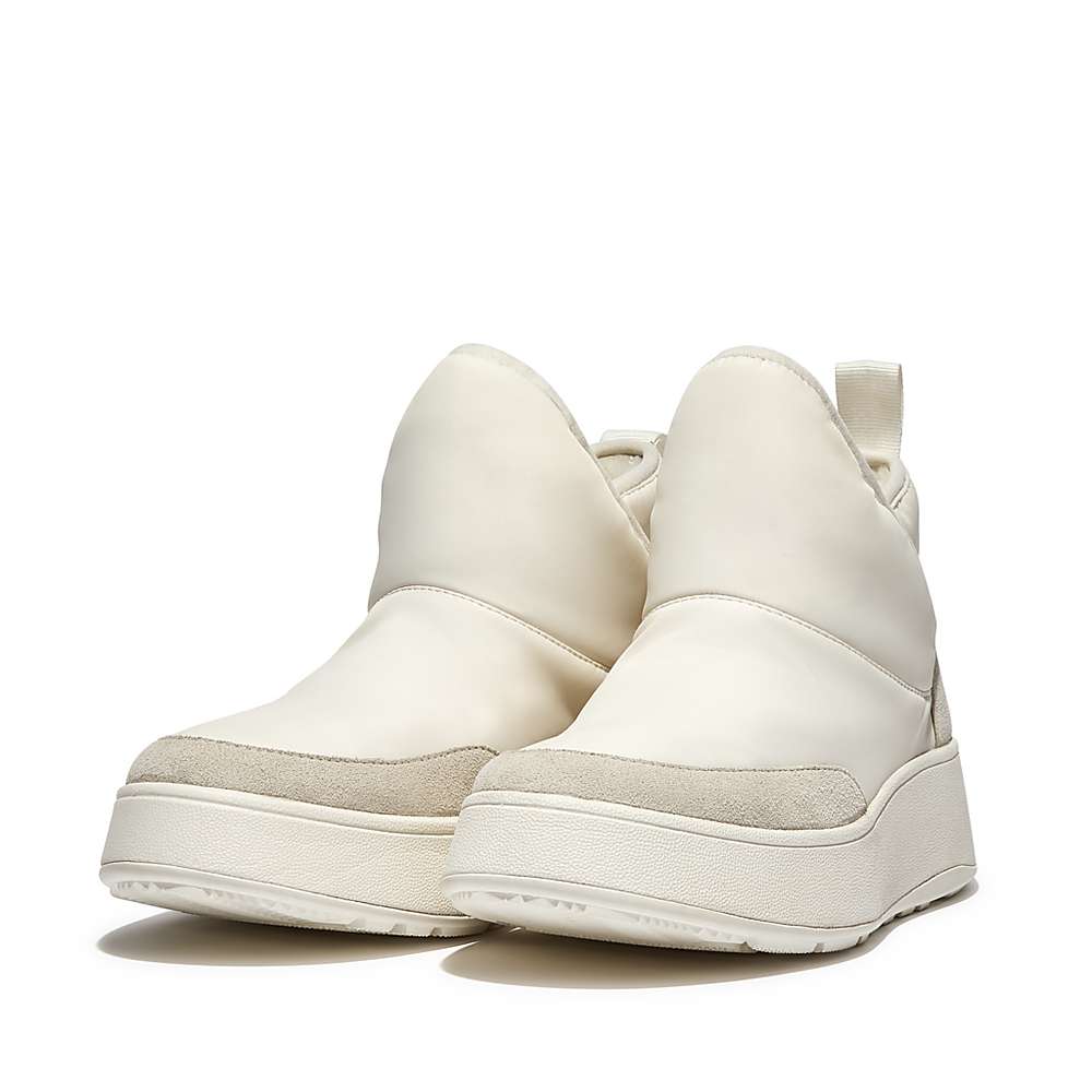 Zapatillas Fitflop F-MODE E01 Biofleece-Lined Flatform Bootie Mujer Creme | Chile-03964