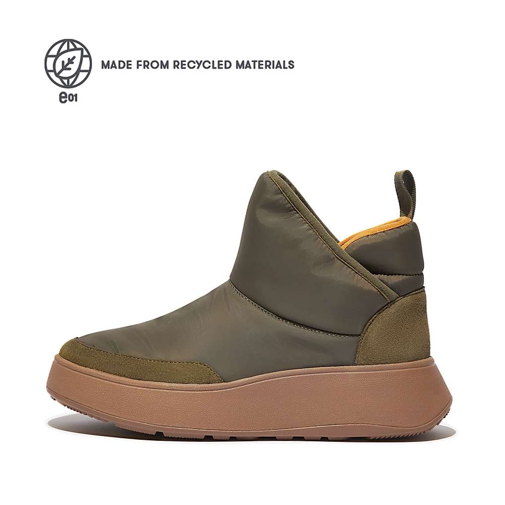 Zapatillas Fitflop F-MODE E01 Biofleece-Lined Flatform Bootie Mujer Verde Oliva | Chile-53849