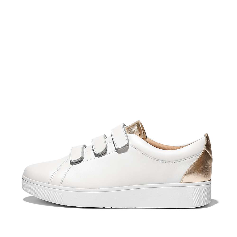 Zapatillas Fitflop RALLY Metallic-Back Leather Strap Mujer Blancas | Chile-87591