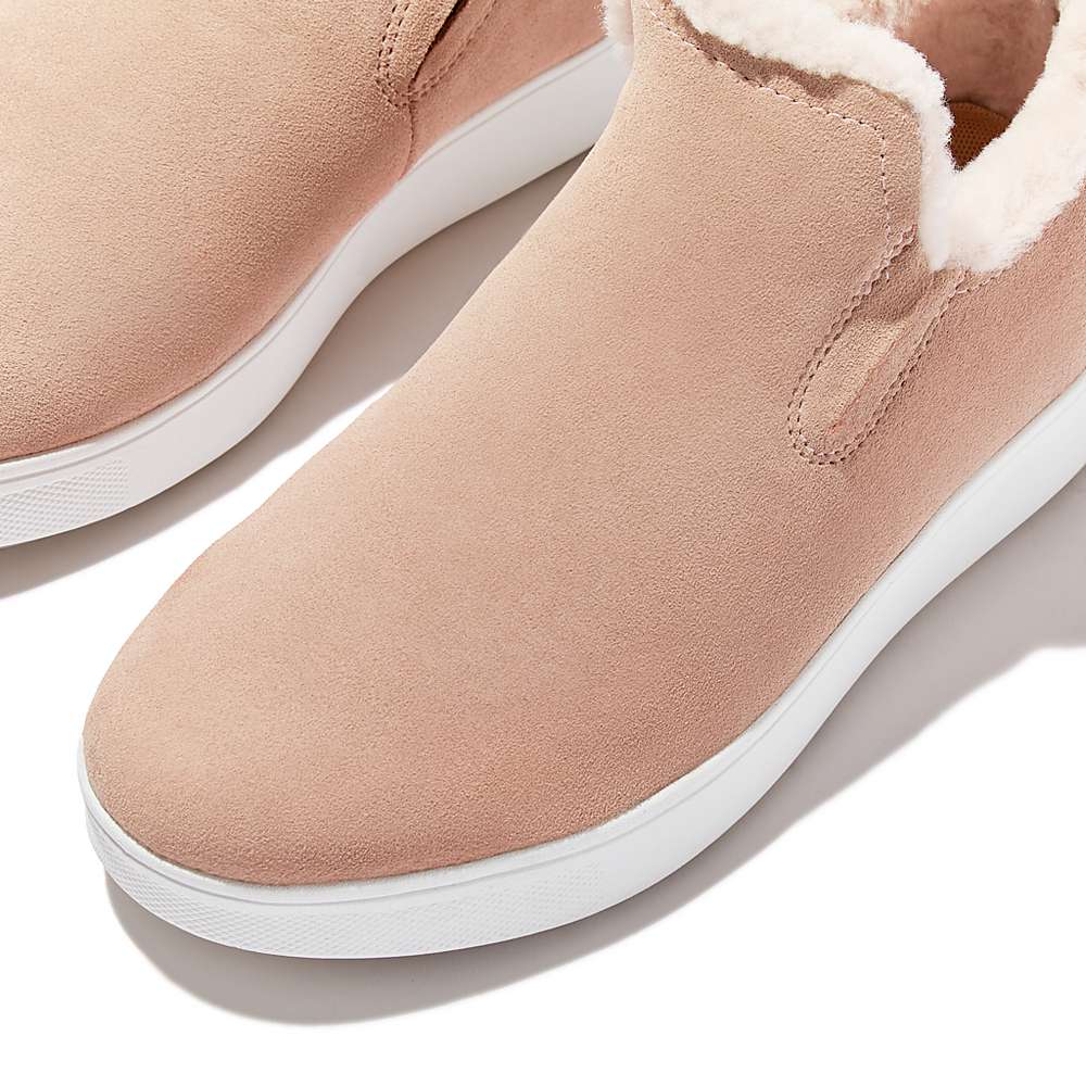 Zapatillas Fitflop RALLY Shearling-Lined Suede Slip-On Mujer Beige | Chile-90684