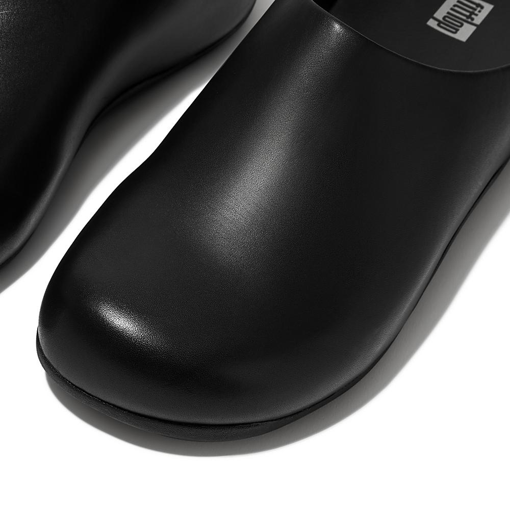 Zuecos Fitflop SHUV Leather Hombre Negras | Chile-62340