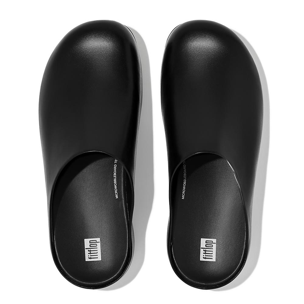 Zuecos Fitflop SHUV Leather Hombre Negras | Chile-62340