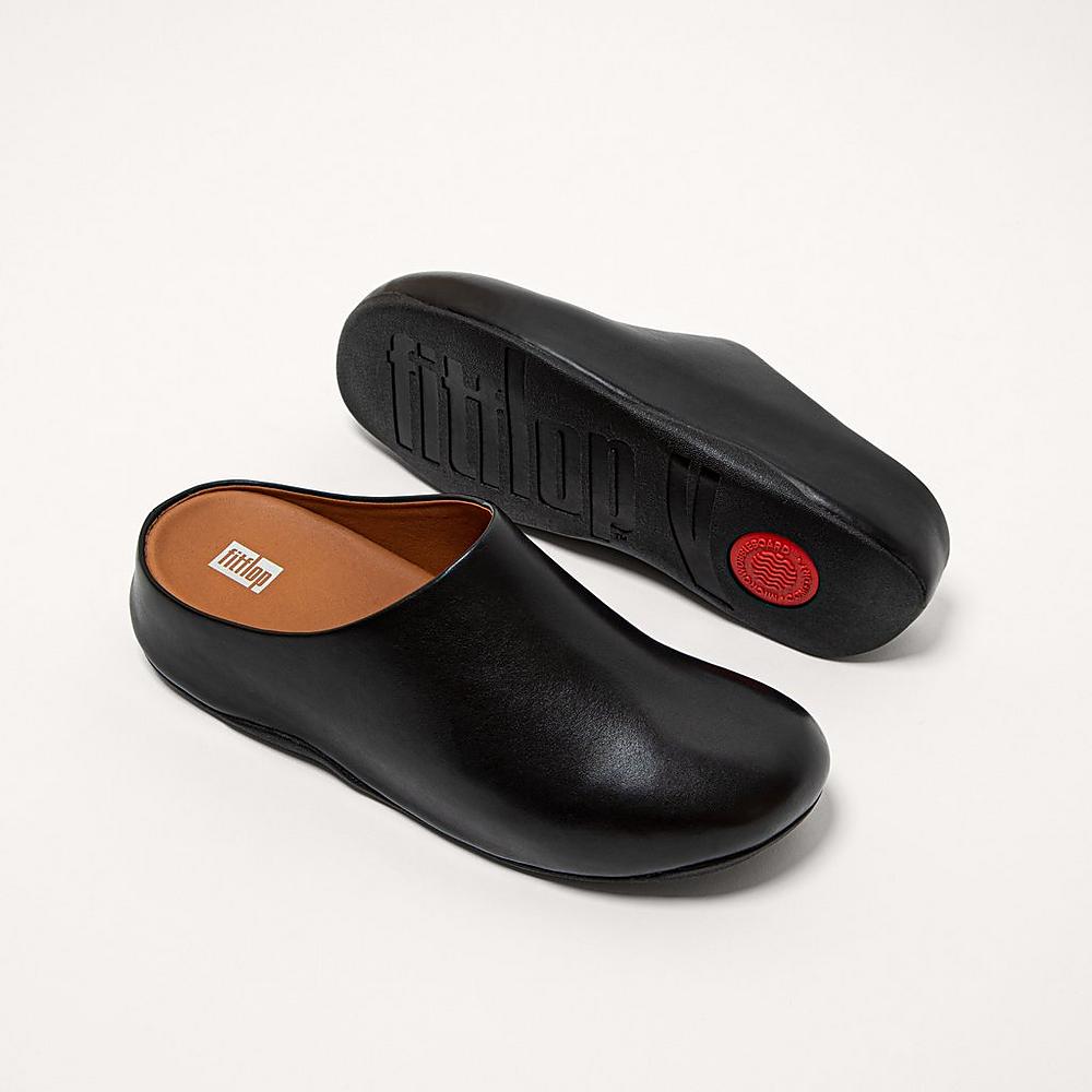 Zuecos Fitflop SHUV Leather Hombre Negras | Chile-62340