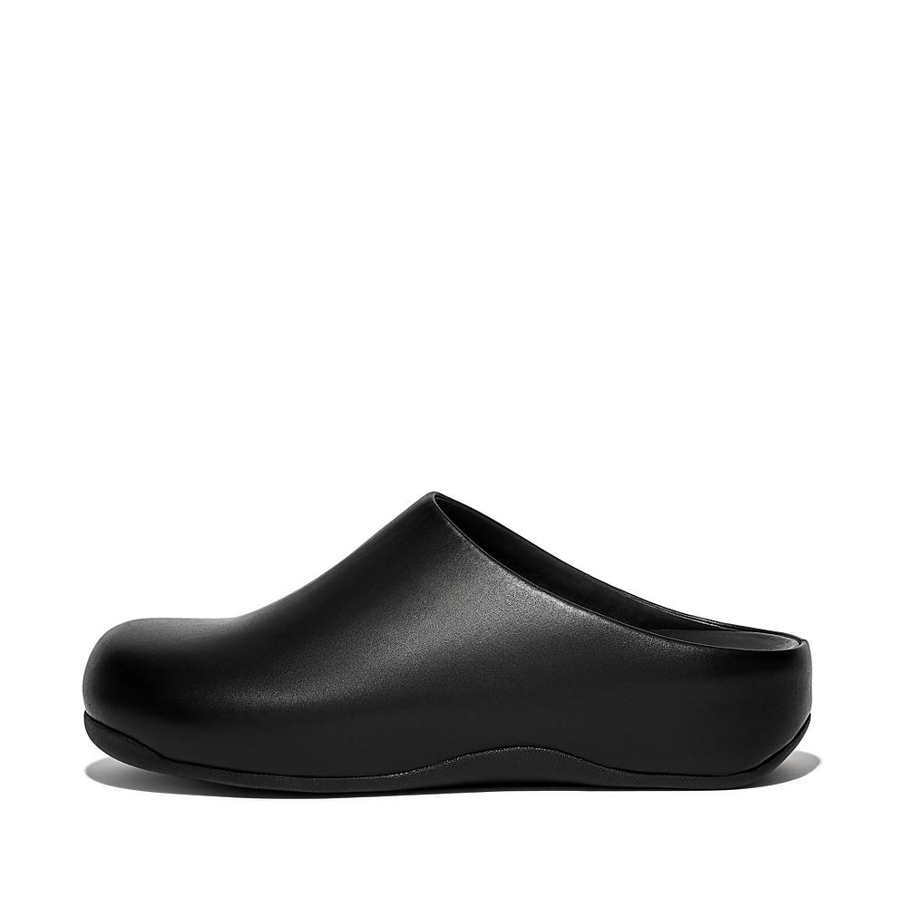 Zuecos Fitflop SHUV Leather Hombre Negras | Chile-62340