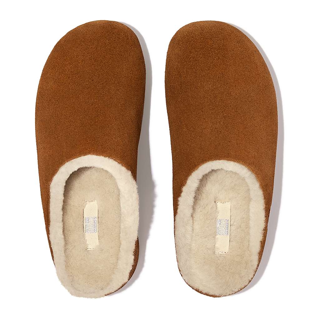 Zuecos Fitflop SHUV Shearling-Lined Suede Mujer Marrones Claro | Chile-18394