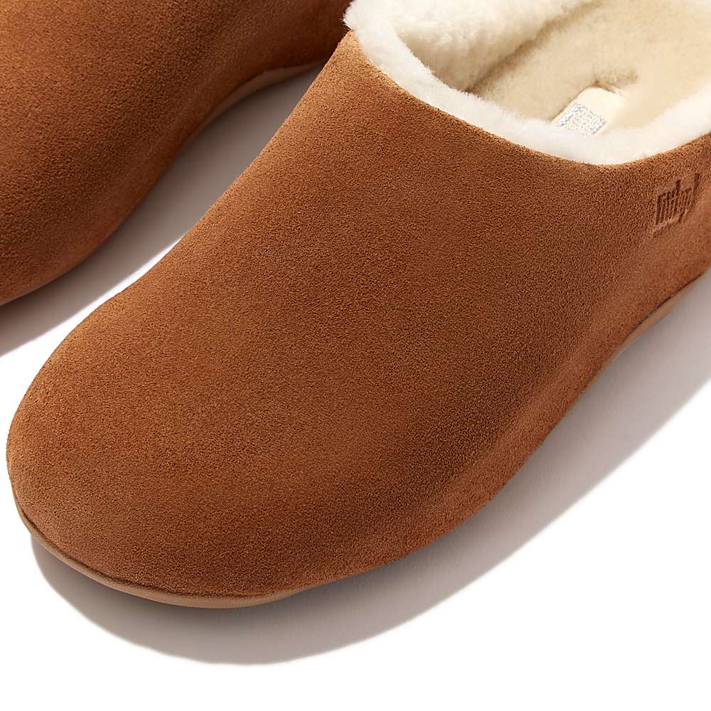 Zuecos Fitflop SHUV Shearling-Lined Suede Mujer Marrones Claro | Chile-18394